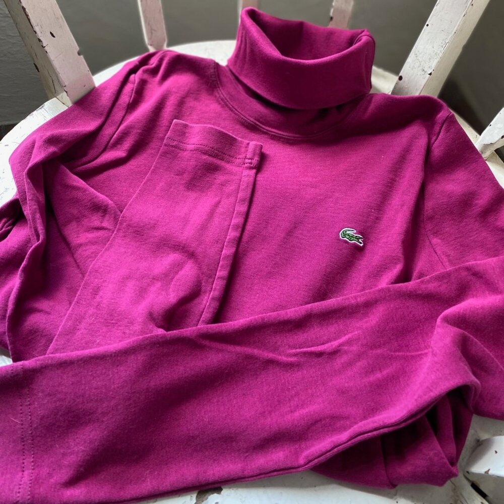 Lacoste turtleneck, size 40, bright berry